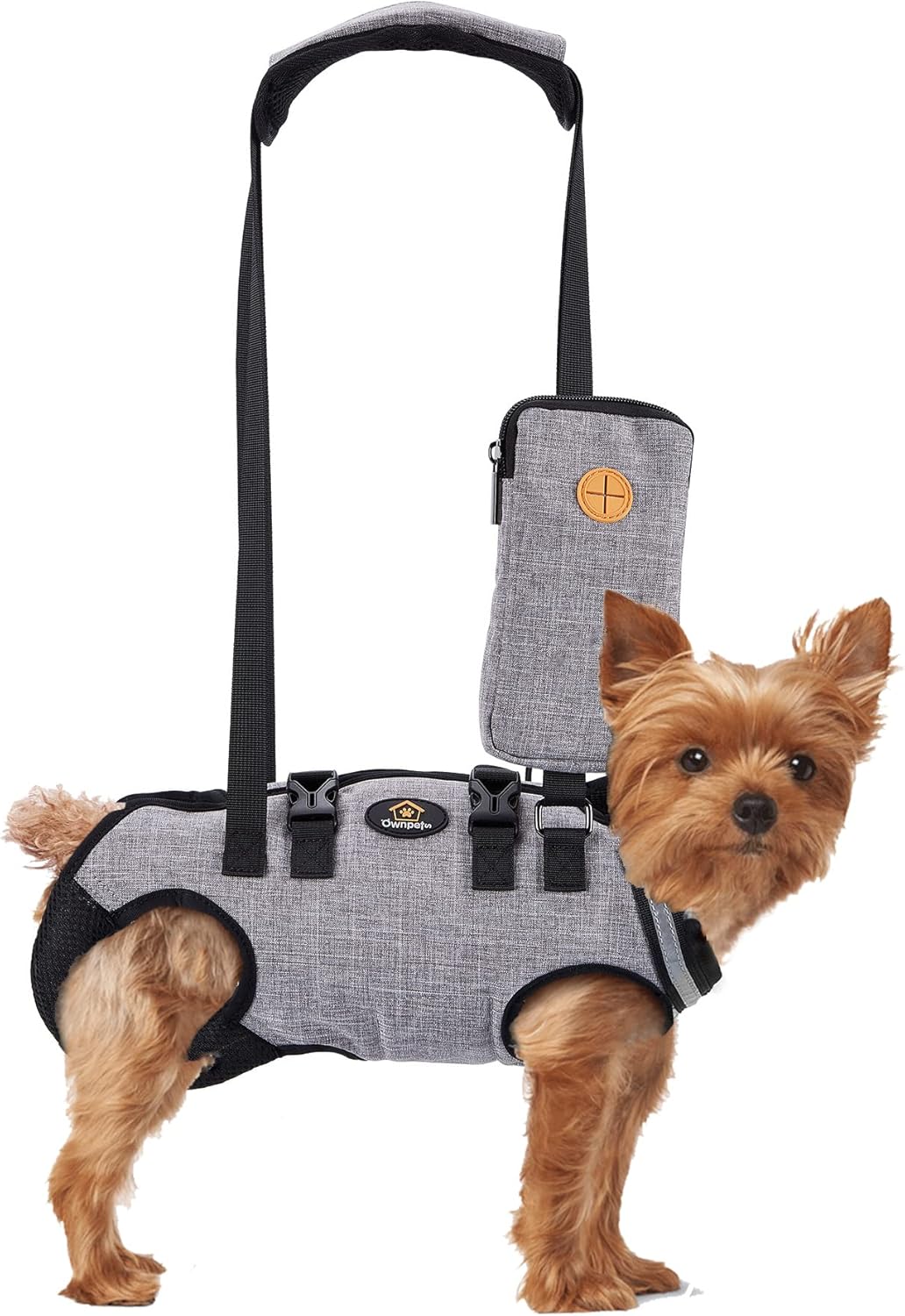 Ownpets Arnés de Elevación para Perros Pequeños - Arnés Transpirable y Ajustable para Soporte y Transporte de Mascotas - Impermeable y Reflectante (XS, Gris)