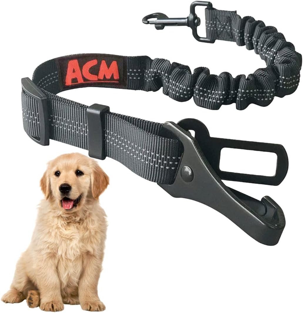 ACM Cinturón de Seguridad para Perros en Coche - Correa Ajustable con Doble Enganche para Protección y Comodidad