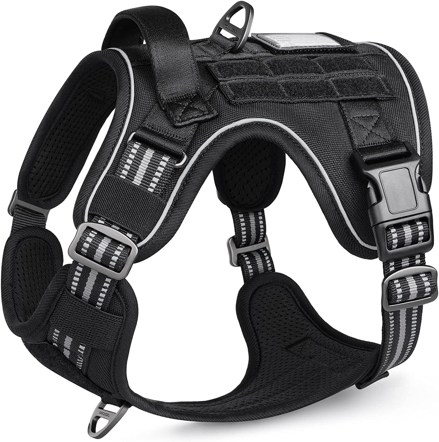 Rabbitgoo Arnés para Perro Antitirones, Táctico y Ajustable, con Asa y Reflectantes, Ideal para Adiestramiento y Actividades, Tamaño M, Negro