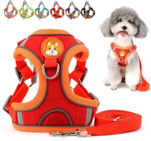 Zunea Arnés Antitirones Ajustable para Perros Pequeños y Gatos, Reflectante y Cómodo, Chaleco de Ante Suave para Cachorros y Mascotas, Rojo (M)