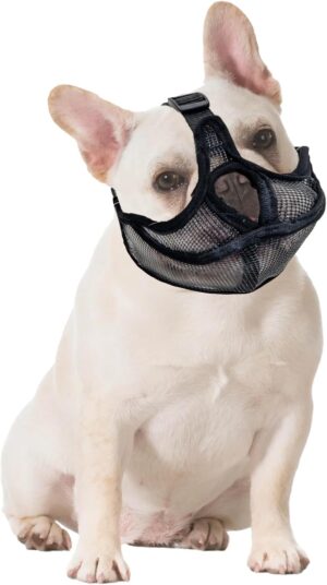 Bozal Ajustable para Perro de Hocico Corto – Malla Transpirable para Bulldog Francés y Razas Similares