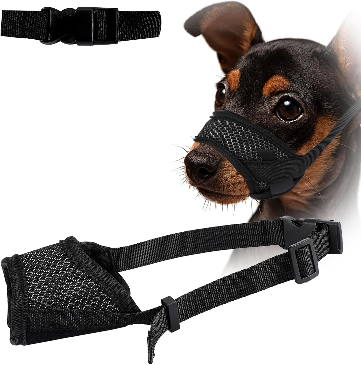 Bozal WLLHYF de nailon ajustable para perros - Transpirable y cómodo, antiladridos y mordeduras