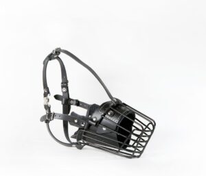 Bozal de Alambre L&J Pets Uk para Perro – Resistente y Duradero para Doberman, Malinois y Más (Cesta Plateada/Cuero Negro)