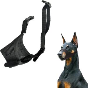 Bozal para Perros Pequeños – Malla de Nylon Transpirable con Lazo Ajustable, Protector Bucal Suave para Doberman, Schnauzer y Más (Tamaño L)