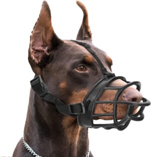 Nobleza Bozal para Perros – Evita Mordidas y Ladridos, Permite Beber y Jadear, Ajustable para Todos los Tamaños (S/M/L) – Negro