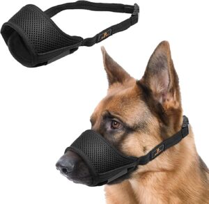 Bozal Ajustable para Perros de Nylon con Malla Transpirable, Ideal para Perros Pequeños, Medianos y Grandes (Tamaño L, Negro)