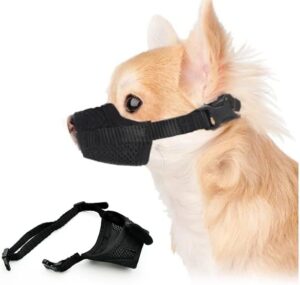 Bozal ajustable de nailon para perros pequeños y medianos, transpirable y anti-ladridos, talla XS