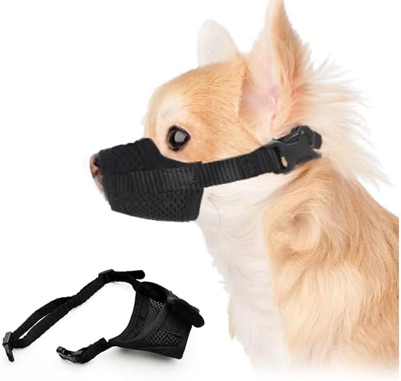 Bozal ajustable de nailon para perros pequeños y medianos, transpirable y anti-ladridos, talla XS