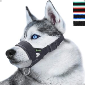 Nylon Bozal ILEPARK de Ajustable para Perros Grandes, Ideal para Prevenir Mordidas y Ladridos (XL, Negro)