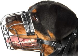 Bozal de Metal para Rottweiler con Correas de Cuero Ajustables - Tamaño №2 (Circunferencia 26-36.8 cm, Longitud 6.8-8.9 cm)
