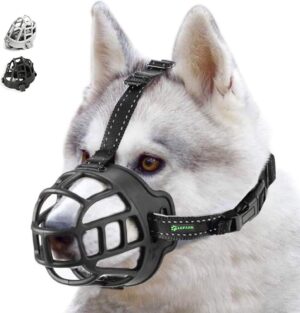 ILEPARK Bozal de Canasta Ajustable para Perros – Respirable, Anti-Mordidas y Ligero (Tamaño 1, Negro)