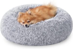 Feandrea Cama para Perros con Cojín Extraíble y Lavable, Felpa Suave y Antideslizante, 60 cm, Gris