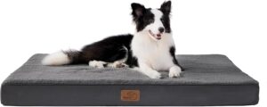 Bedsure Cama Ortopédica para Perros Extra Grande - Colchón Lavable con Espuma de Caja de Huevos, 112x81x7.6 cm, Gris