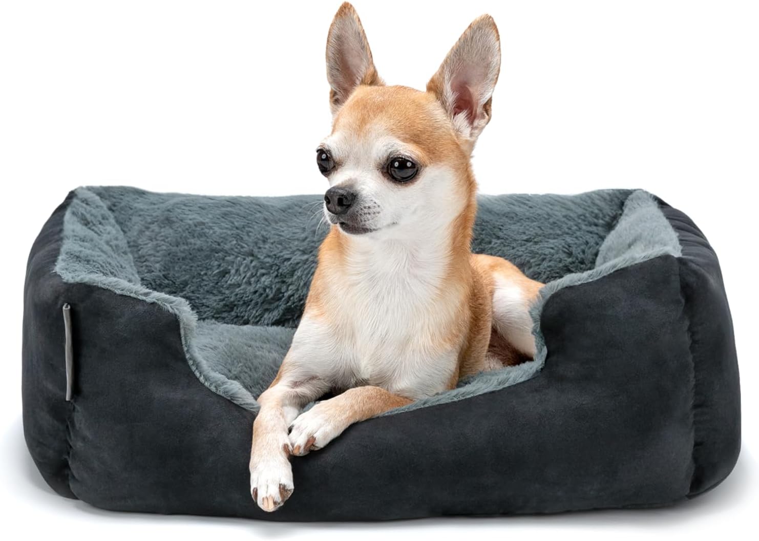Lionto Cama Reversible para Perros con Cojín y Base Antideslizante, 50x37 cm, Negro/Gris