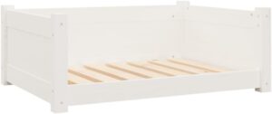 VidaXL Cama para Perros en Madera de Pino Blanco, 75,5x55,5x28 cm – Diseño Elegante y Rústico