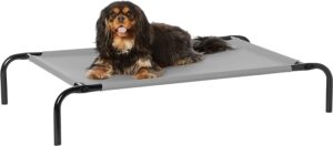 Amazon Basics Cama Elevada para Perros Pequeños, Gris, Tela Transpirable, 90x55x19 cm