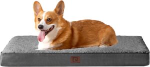 EHEYCIGA Cama para Perro Grande Ortopédica 89x58 cm con Espuma de Huevo, Colchón Lavable y Antideslizante, Gris