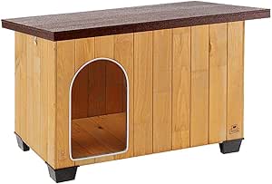 Caseta de Exterior para Perros Ferplast BAITA 80 de Madera con Techo Abatible y Pies Aislantes