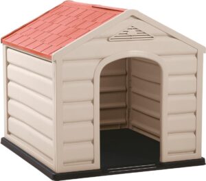 KG KITGARDEN Caseta de Jardín para Perro Pequeño o Mediano, Beige y Terracota, Fácil Montaje, 61x68x59 cm