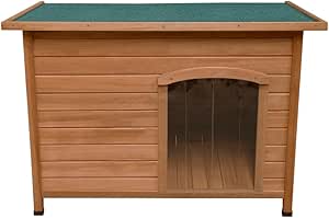 Caseta Grande para Perros de Madera Impermeable, Refugio Canino Interior/Exterior, 116x80x79 cm