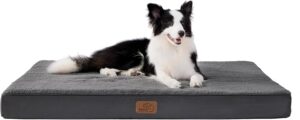 Bedsure Cama Ortopédica Extra Grande para Perros - Colchón Lavable con Espuma Caja de Huevos, 112x81x7.6 cm, Gris Oscuro