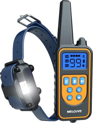Collar de Adiestramiento Meloive para Perros – Recargable, Resistente al Agua IPX67, Alcance de 2300m con 99 Niveles de Vibración, Sonido y Luz