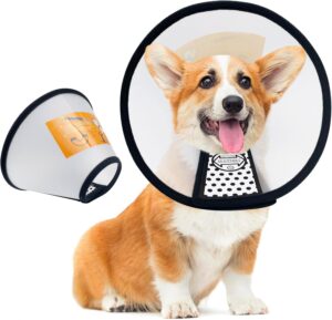 Collar Isabelino para Perros y Gatos, Ajustable y Anti-Mordida, Pack de 2, Cono de Recuperación de Plástico (18-27 cm)