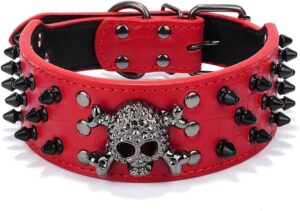 Collar de Cuero PU Cliont con Remaches y Diseño de Cráneo para Perros Medianos y Grandes