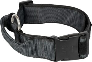 Collar Color & Gray con Asa, Cierre de Seguridad y Rótulos Personalizables, 50 mm (49-70 cm), Negro-Gris