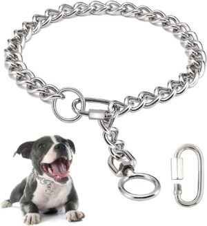 Collar de Cadena para Perros de Acero Inoxidable, Resistente y Ajustable, Ideal para Entrenamiento de Perros Pequeños, Medianos y Grandes (A, M)