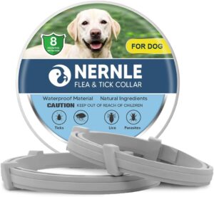 Collar Antipulgas para Perros Grandes Nernle, Ajustable e Impermeable, 8 Meses de Protección - 2 Piezas