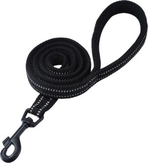 Correa Reflectante para Perros con Mango Acolchado y Etiqueta de Nombre - Nylon Resistente y Cómodo (S 110 cm)