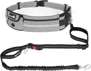 Correa para Perro Pecute con Manos Libres, Absorción de Choque hasta 110 kg, Costura Reflectante, Ideal para Correr y Caminar