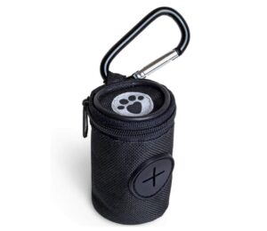 Igadgitz Home U7168 Dispensador de Bolsas para Excrementos de Perro con Mosquetón – Compacto y Resistente en Negro