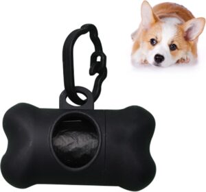 ZENVALY Dispensador de Bolsas para Excrementos de Perro con Rollo Incluido - Soporte Compacto y Portátil en Negro