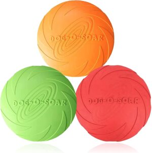 Winzasber Frisbees de Goma para Perros, Pack de 3 (18 cm) para Tierra y Agua, Entrenamiento y Juego