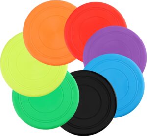 YiliYa Set de 7 Frisbees para Perros, 18 cm, Caucho Natural, Juguete Interactivo para Entrenar y Jugar