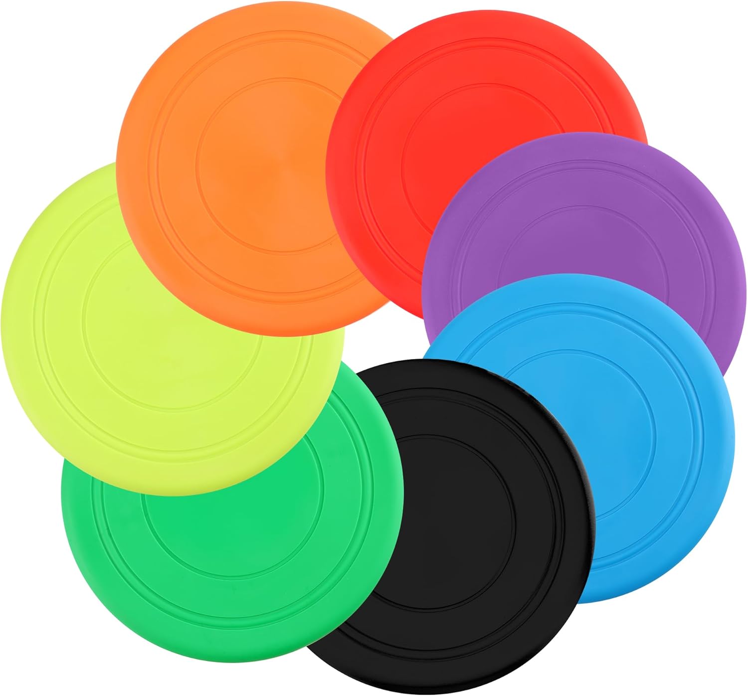 YiliYa Set de 7 Frisbees para Perros, 18 cm, Caucho Natural, Juguete Interactivo para Entrenar y Jugar