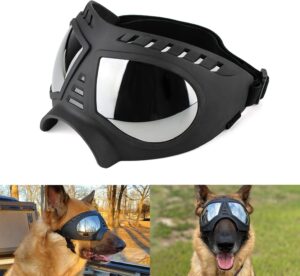Namsan Gafas de Sol para Perros Medianos y Grandes con Protección UV, Ajustables e Impermeables