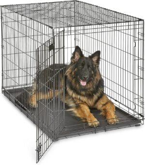 MidWest Homes iCrate - Jaula para Perros de Gran Tamaño, con Puerta y Bandeja Antifugas, 121 cm, Negro