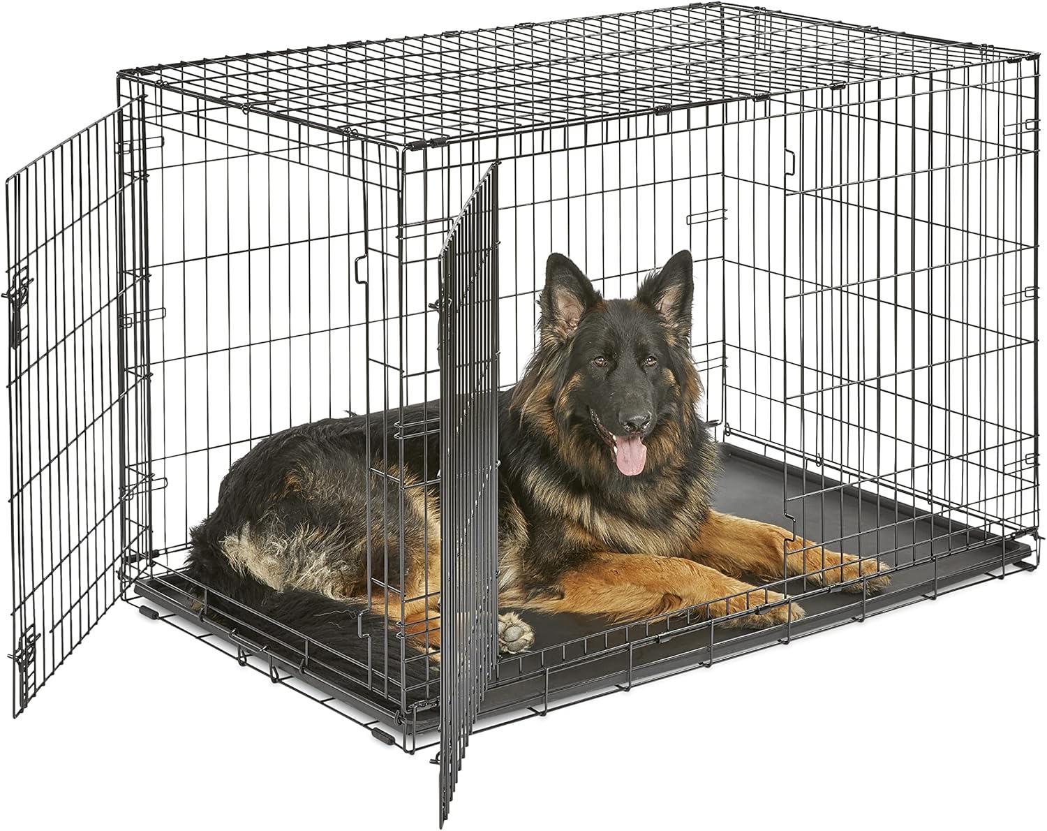 New World B48DD - Jaula para Perros de Gran Tamaño, con Doble Puerta y Bandeja Antifugas, 121 cm
