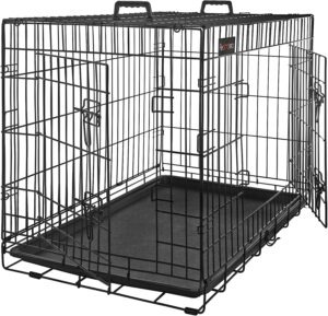 Feandrea Jaula para Perros Grandes con 2 Puertas y Bandeja Extraíble, 122 x 74,5 x 80,5 cm, Negro