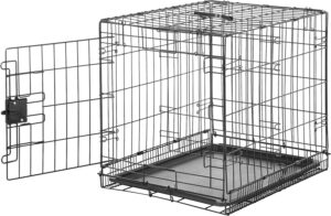 Amazon Basics Jaula para Perro Metálica, Plegable con Bandeja, 61 x 46 x 51 cm, Negro