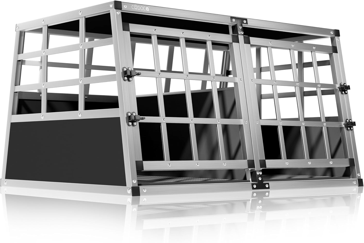 CADOCA® Transportín para Mascotas de Aluminio con Pared Divisoria y Cerradura, 89x70x51 cm