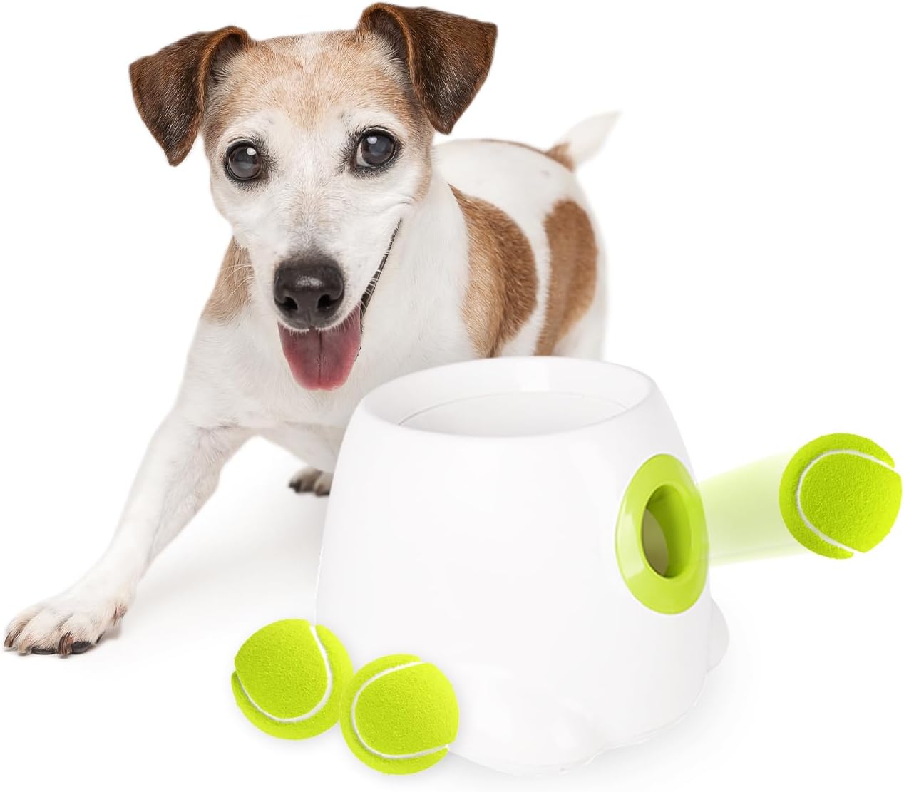 All For Paws Lanzador Automático de Bolas para Perros, 3 Distancias, Incluye 3 Pelotas de Tenis Mini