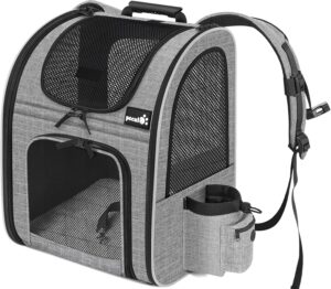 Pecute Mochila Transportín para Mascotas con Ventana de Malla y Gran Espacio Antideslizante