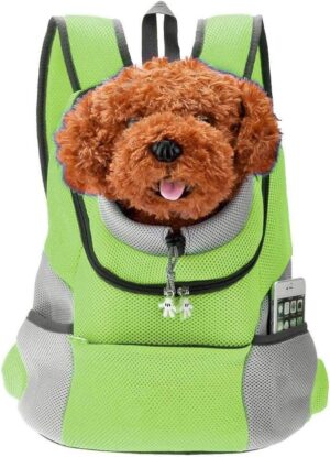 Petcute Mochila Portabebés para Perros Pequeños, Bolsa Transportadora con Malla Verde, Talla M