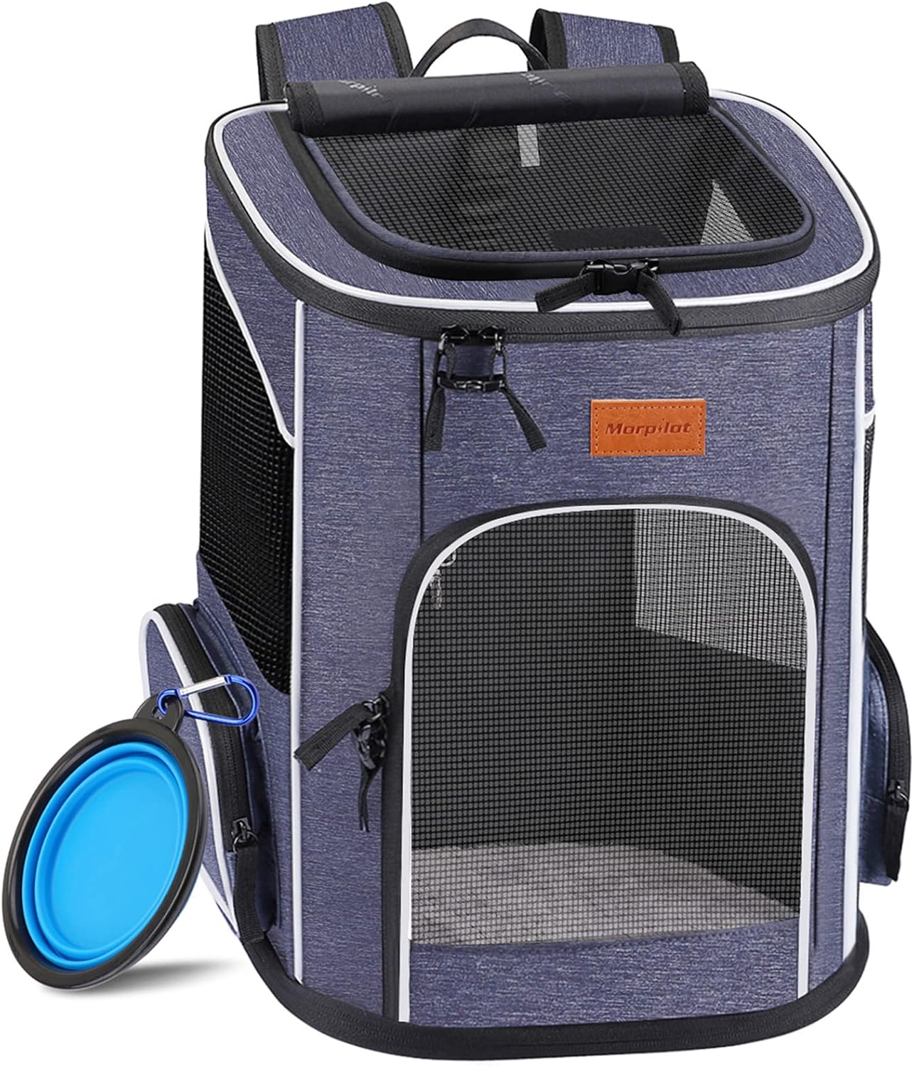 Mochila Transportín para Perro y Gato con Correa de Seguridad – Bolsa Ventilada y Ligera con Tazón Plegable