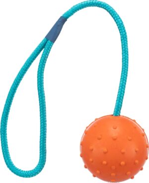 TRIXIE Pelota con Cuerda de Caucho Natural para Perros, con Asa de Mano