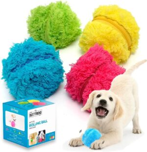 Cready® Pelota interactiva que se mueve sola, juguete con 4 fundas para perros y cachorros